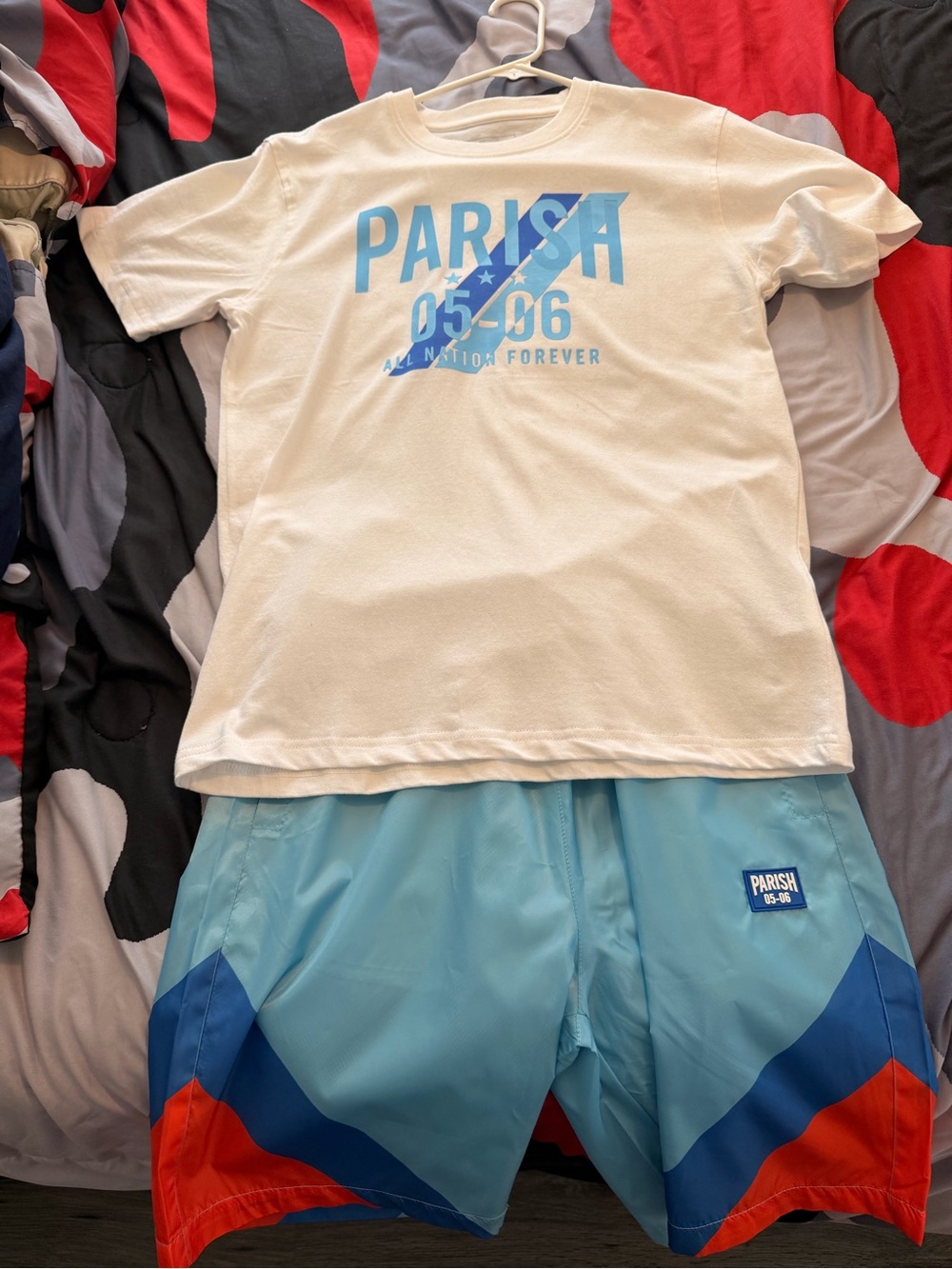 Parish Kids Matching Set in White and Light Blue